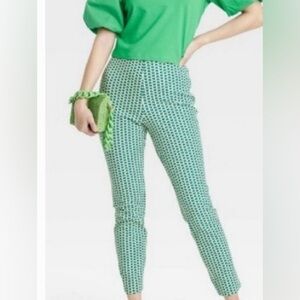 NWT A New Day Green Geo Print Skinny Ankle Pants Size 6 regular